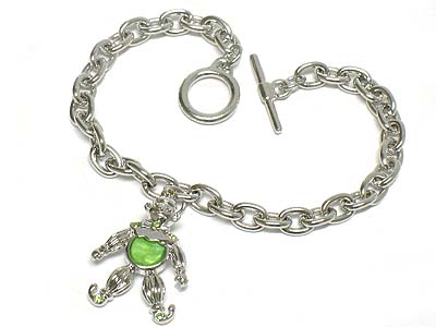 Crystal deco pierrot charm toggle bracelet 