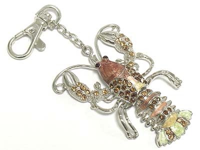 Crystal deco lobster cham key chain