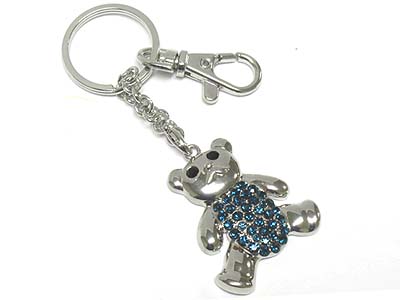 Crystal deco bear charm key chain