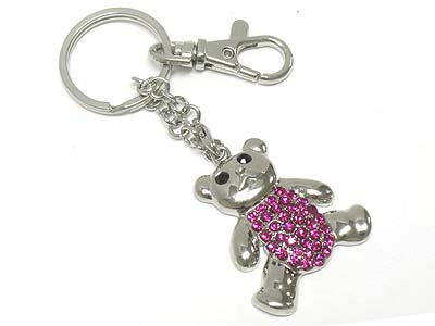 Crystal deco bear charm key chain