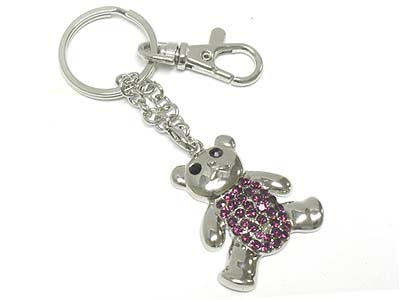 Crystal deco bear charm key chain