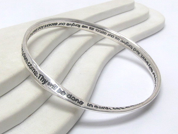 Metal fashion bend inspiration message lords prayer hinge bangle