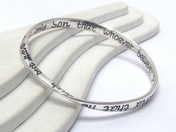 Metal fashion bend inspiration message god so love the wrold prayer hinge bangle