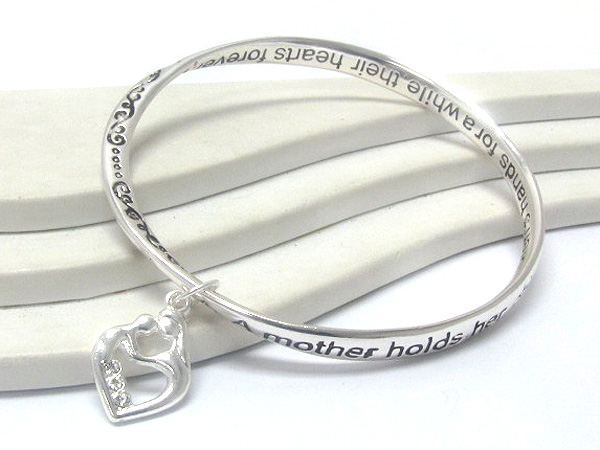 Metal fashion bend and mother theme charm inspiration messagemothers prayer hinge bangle