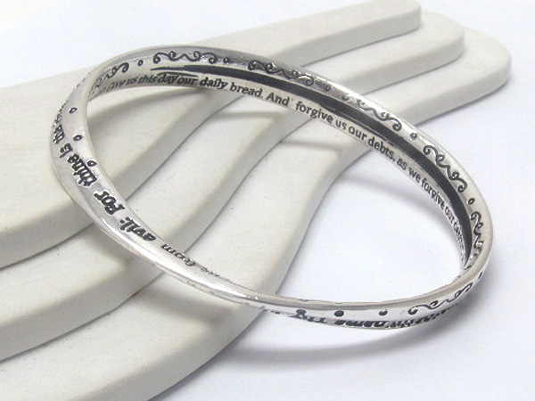 Metal fashion bend inspiration message lords prayer hinge bangle