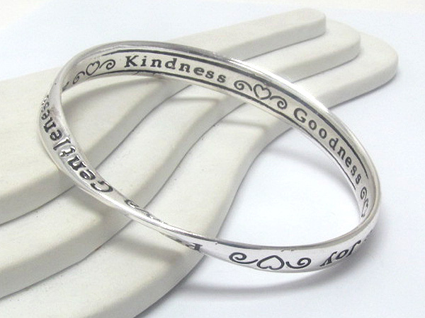 Metal fashion bend inspiration message fruit of spirit prayer hinge bangle