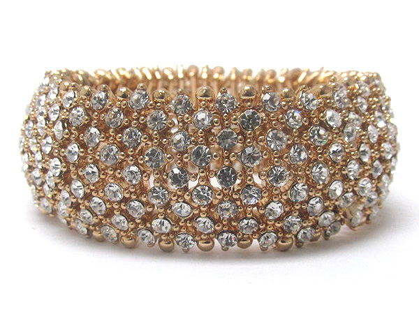 Multi crystal metal fashion stretch bracelet