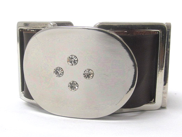 Synthetic leather and crystal deco metal buckle bracelet