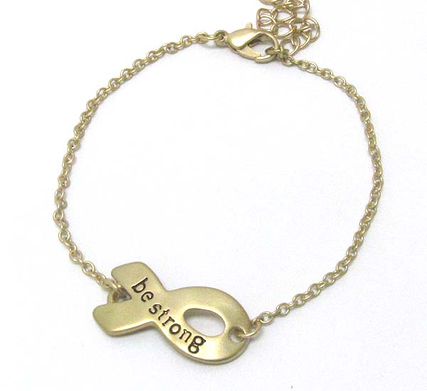 Message on hammered ribbon bracelet - be strong