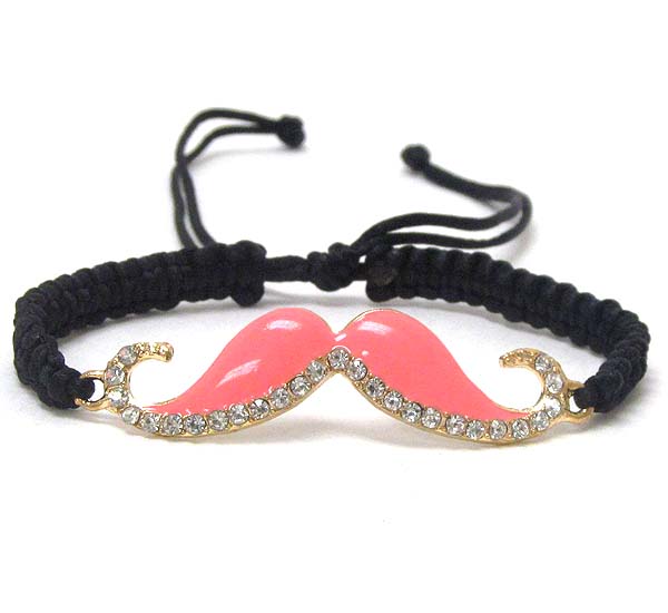 Crystal and epoxy deco mustache friendship bracelet