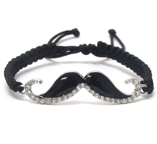 Crystal and epoxy deco mustache friendship bracelet