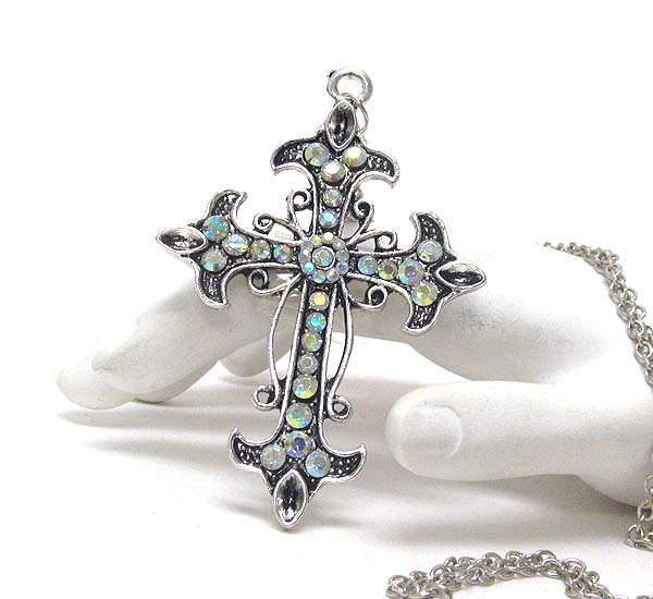 Crystal cross pendant necklace