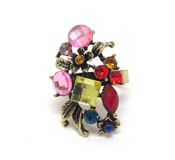 Crystal deco garden theme adjustable ring