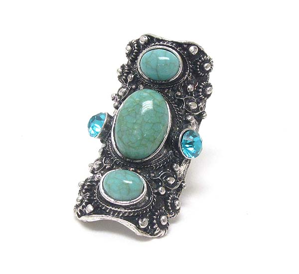 Faux stone long and adjustable ring