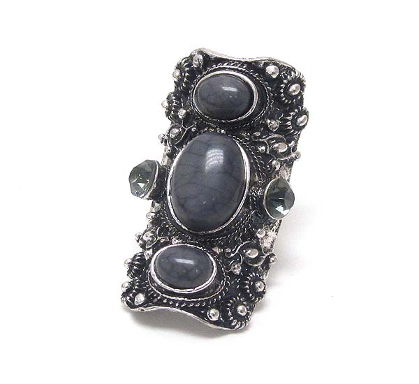 Faux stone long and adjustable ring