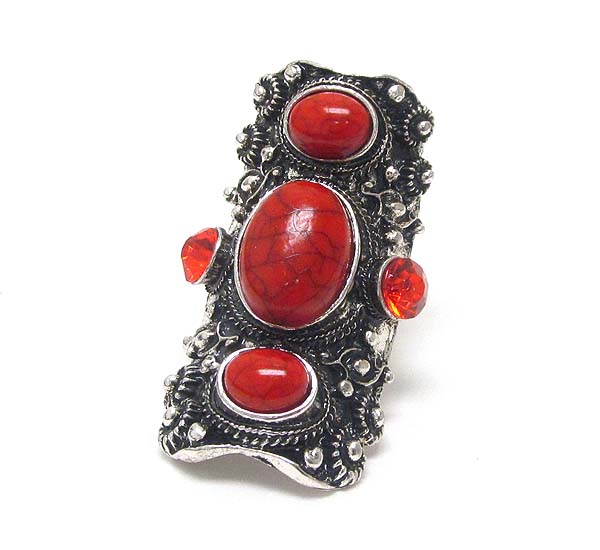 Faux stone long and adjustable ring