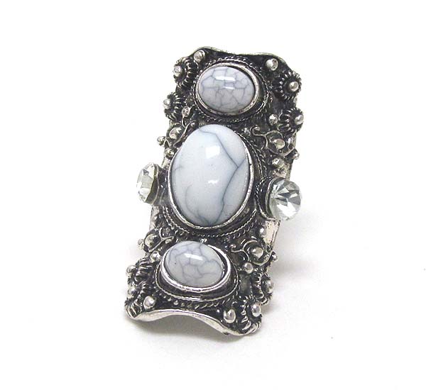 Faux stone long and adjustable ring