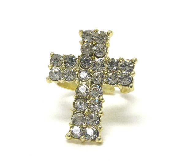 Crystal deco adjustable cross ring