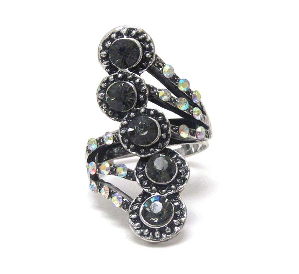 Crystal deco adjustable ring