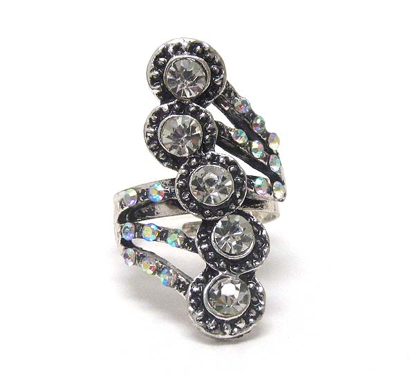 Crystal deco adjustable ring