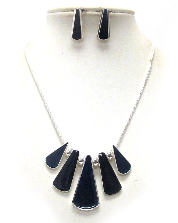 Epoxy deco multi bar link deop necklace earring set