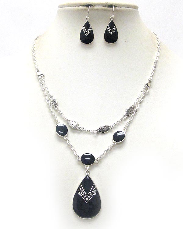 Epoxy deco teardrop pendant necklace earring set