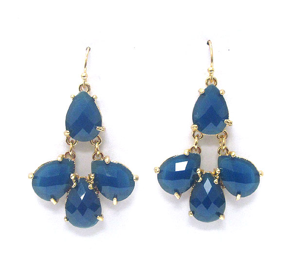 Multi facet teardrop stone link drop earring