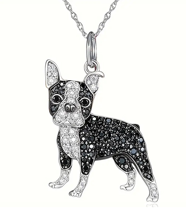 Pet lovers theme dog necklace - boston terrier