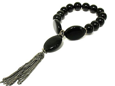 Genuine onyx ball stretch bracelet