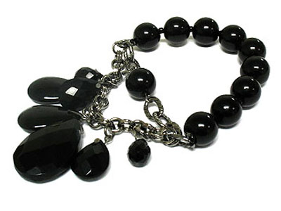 Genuine onyx ball stretch bracelet