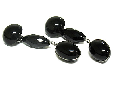 Genuine onyx dangling stud earring