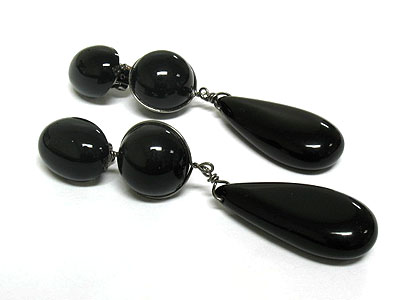 Genuine onyx dangling stud earring