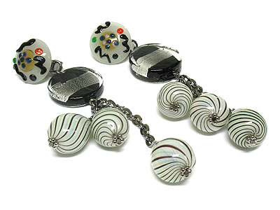 Murano glass ball dangling clip earring