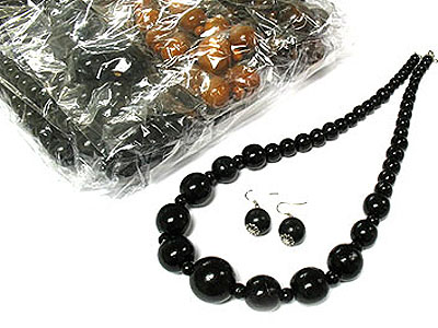 Special dozen pack wooden ball beads necklace set mens jewelry