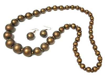 Wooden ball stretch necklace set