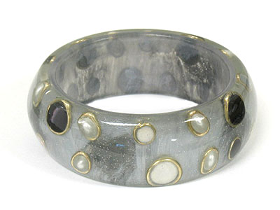 Multi dot acrylic bangle bracelet