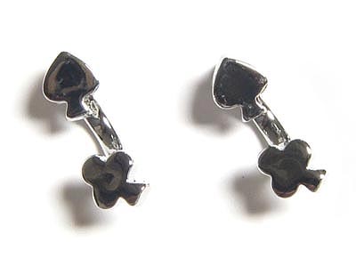 Made in korea whitegold plating spade and clover  earring