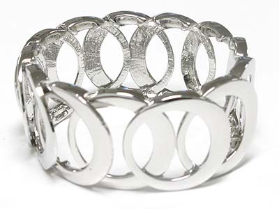 High polish metal round link stretch bracelet