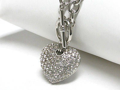 Crystal puffy heart pendant necklace