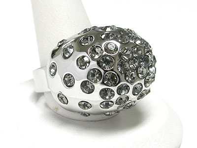 Crystal stud puffy metal adjustable ring