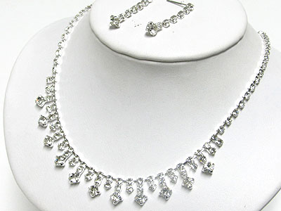 Multi crystal ball drop rhinestone necklace and earring set