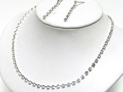 One row rhinestone necklace and earring set