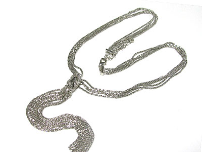 European style multi metal chain knot long y drop necklace and earring set