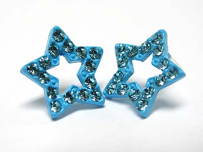 Crystal stud enamel metal star earring