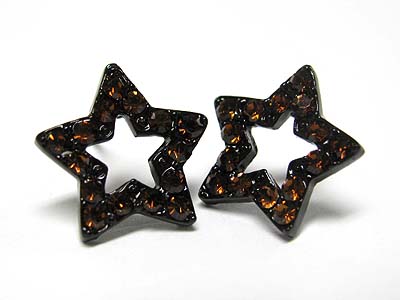 Crystal stud enamel metal star earring