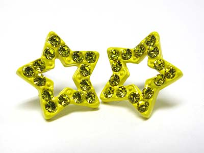 Crystal stud enamel metal star earring