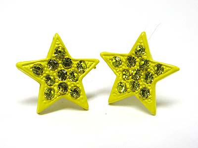 Crystal stud enamel metal star earring