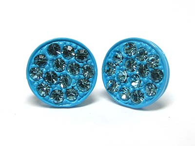 Crystal stud enamel metal round earring