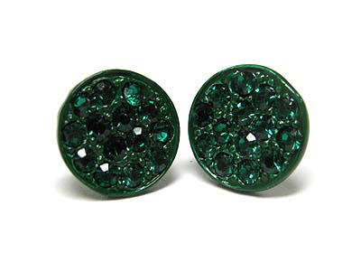 Crystal stud enamel metal round earring