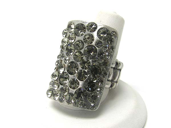 Crystal stud antique long metal stretch ring